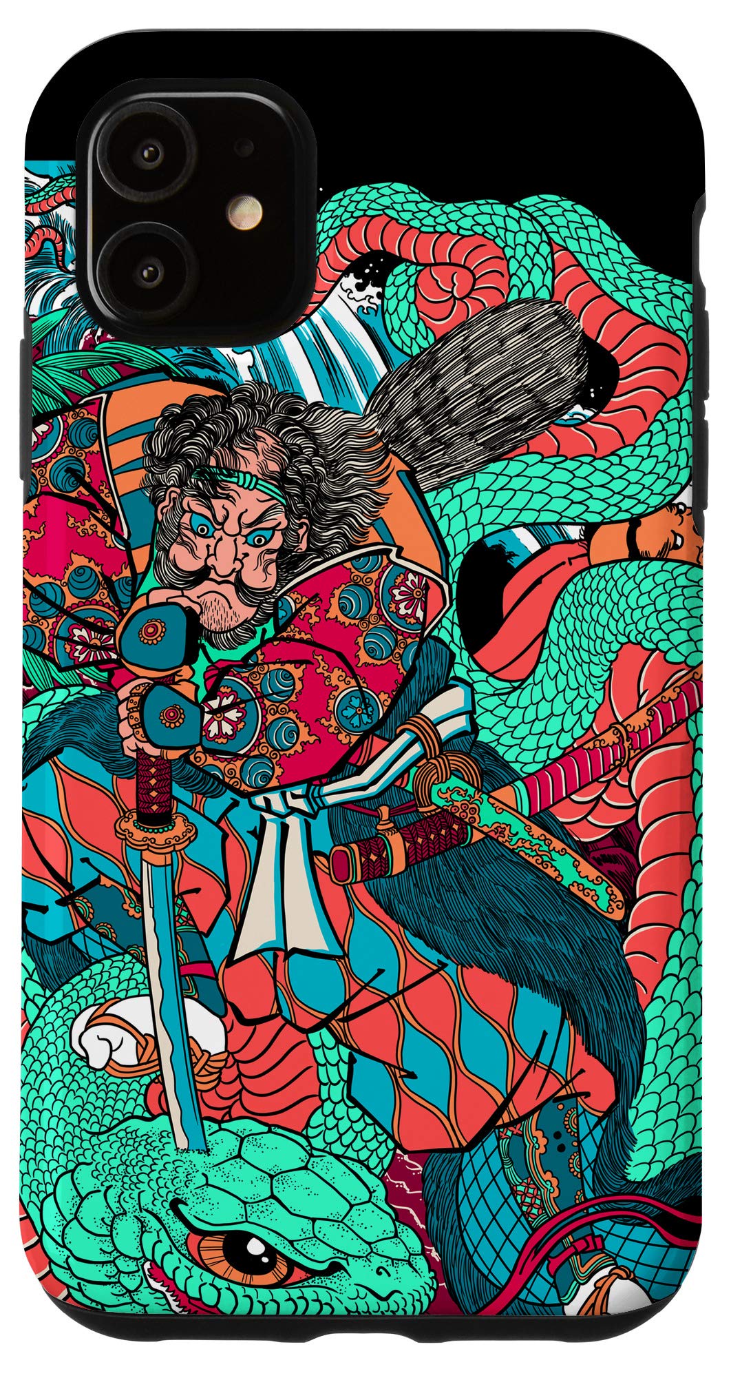 iPhone 11 Case - Japanese Ukiyo-e Art Kuniyoshi Oni Riding Snake Kidomaru Design - Perfect for Anime Fans & Japanese Culture Lovers - Great for Daily Use, Travel & Gift Giving