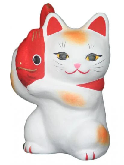 Nagahama Doll Japanese Maneki Neko (Beckoning Cat) White Lucky Cat Figure - Authentic Japanese Good Luck Charm for Home & Office Decor
