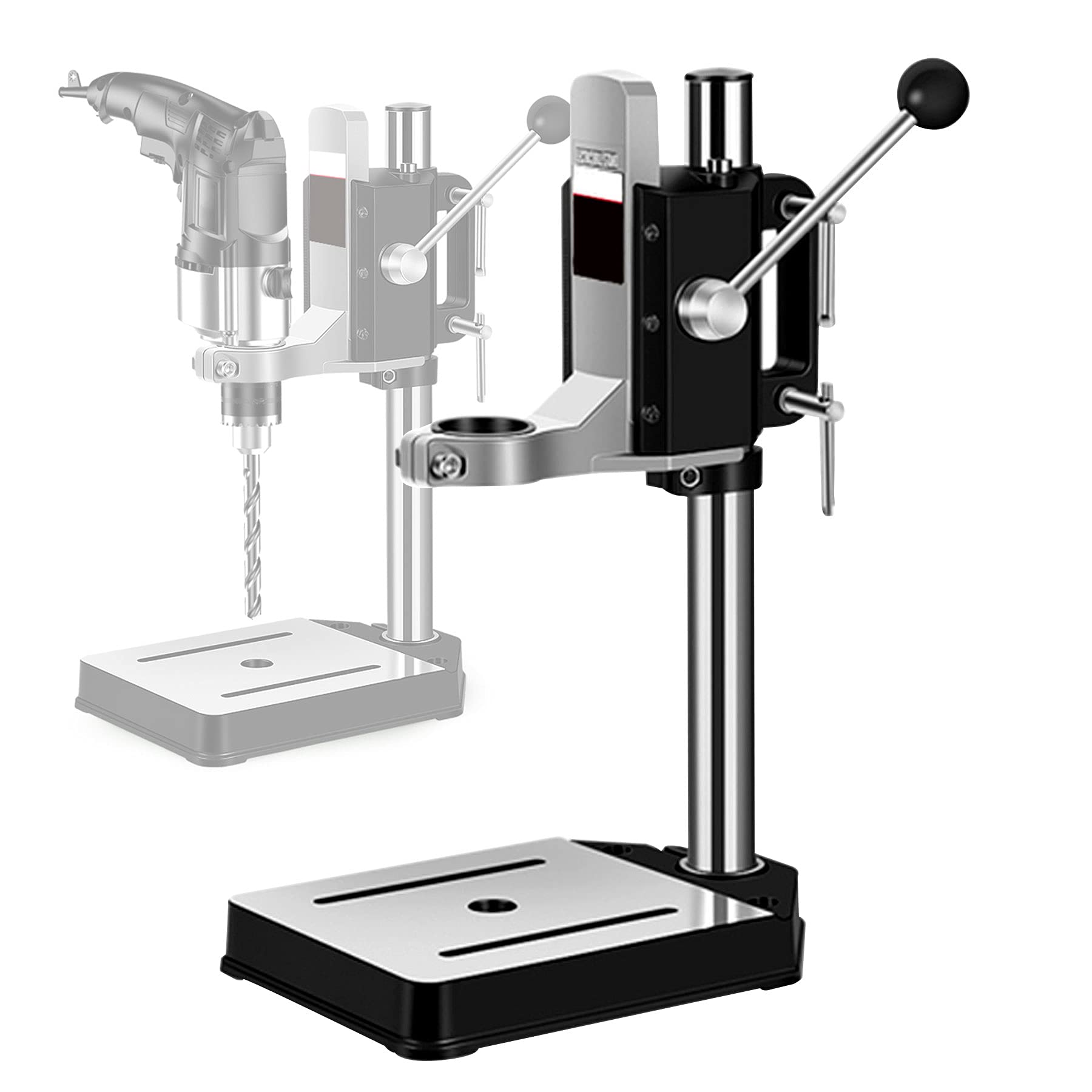 LXX Benchtop Drill Press Stand for Hand Drill with Vise - Aluminum Alloy Base Clamp Support Tool for DIY & Professional Woodworking, Metalworking, and Home Repairs | Perfect for Workshop, Garage, and Craft Projects