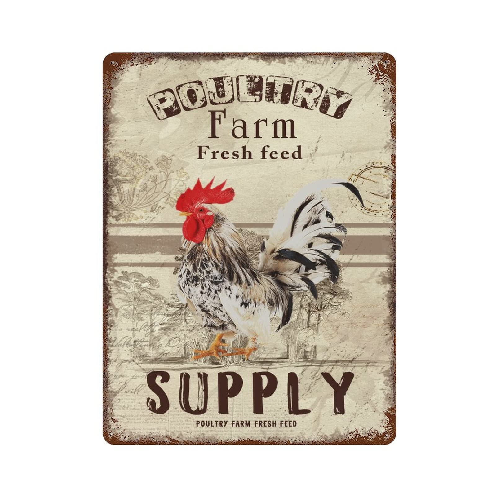Vintage Farmhouse Metal Sign - Custom Personalized Chicken Coop Decor, Rustic Poultry Feed Tin Sign (12x16 Inch) - Perfect for Farmhouse Kitchens, Man Caves & Country Bars