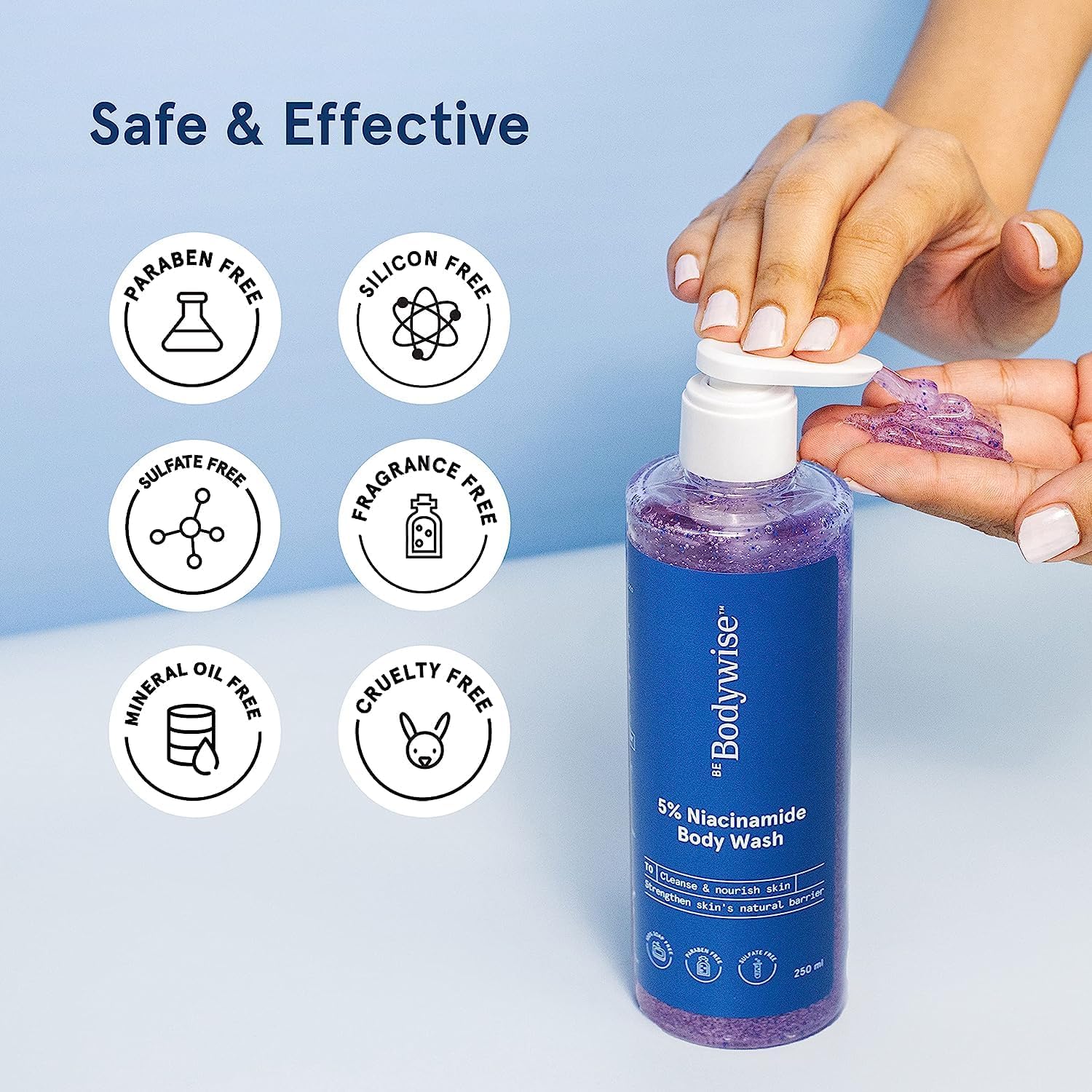 Niacinamide & Aloe Vera Body Wash for Hydration & Glowing Skin – Deep Cleansing, All Skin Types, 250ml | Daily Skincare & Post-Workout Refresh