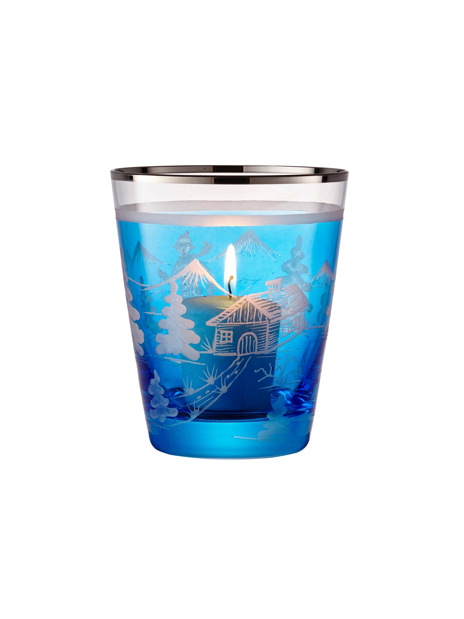 Engraved Crystal Skier Votive Candle Holder - Elegant Home Decor for Winter & Skiing Enthusiasts - Perfect for Christmas, Holiday Parties & Cozy Cabin Ambiance