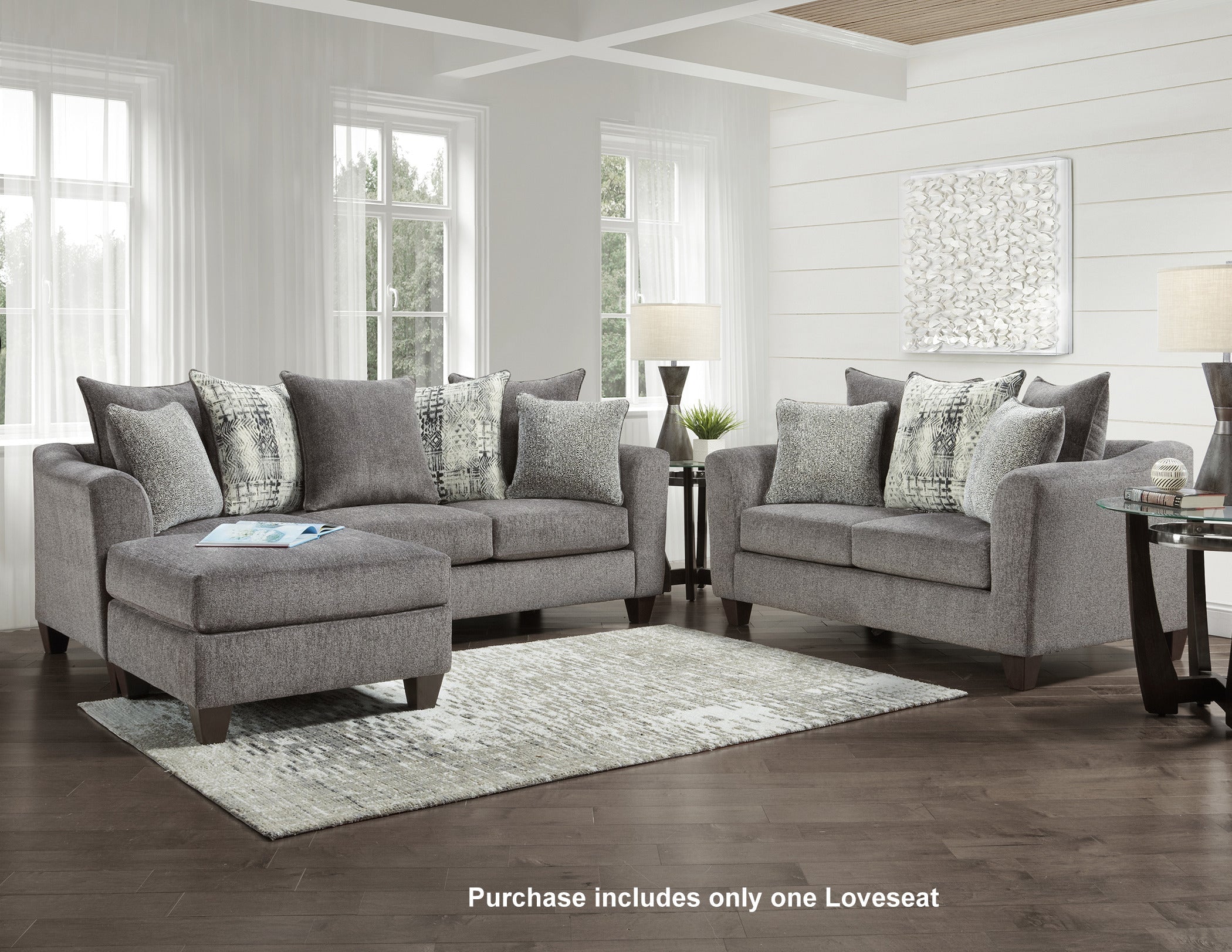 Davoz Upholstered Loveseat Sofa - Modern Stationary 2-Seater Couch with Soft Fabric in Slate Gray | Perfect for Living Room, Apartment & Small Spaces