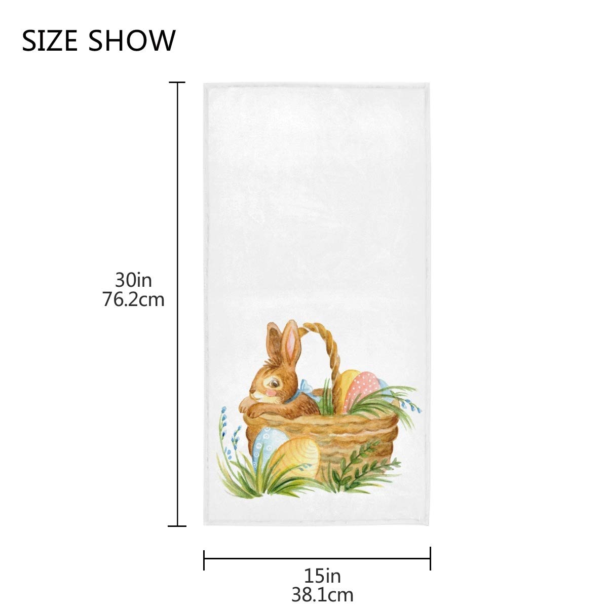 Pfrewn Easter Bunny Basket Eggs Hand Towels 16x30 Inch - Floral Rabbit Design, Soft & Absorbent Bathroom, Kitchen & Guest Towels - Perfect for Easter Decor, Spring Home Decor & Holiday Gifts