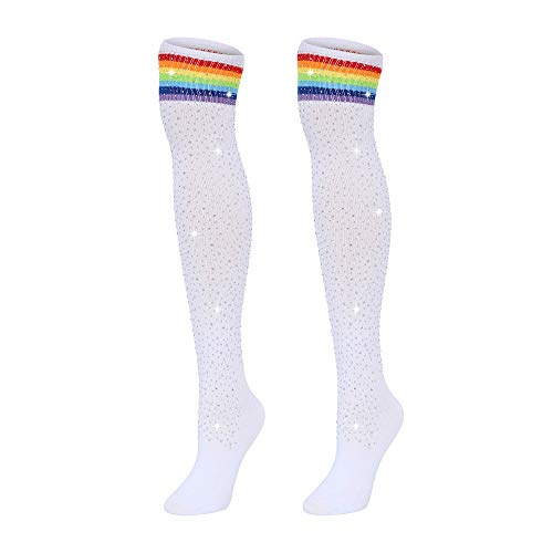 White With Rainbow Stripe