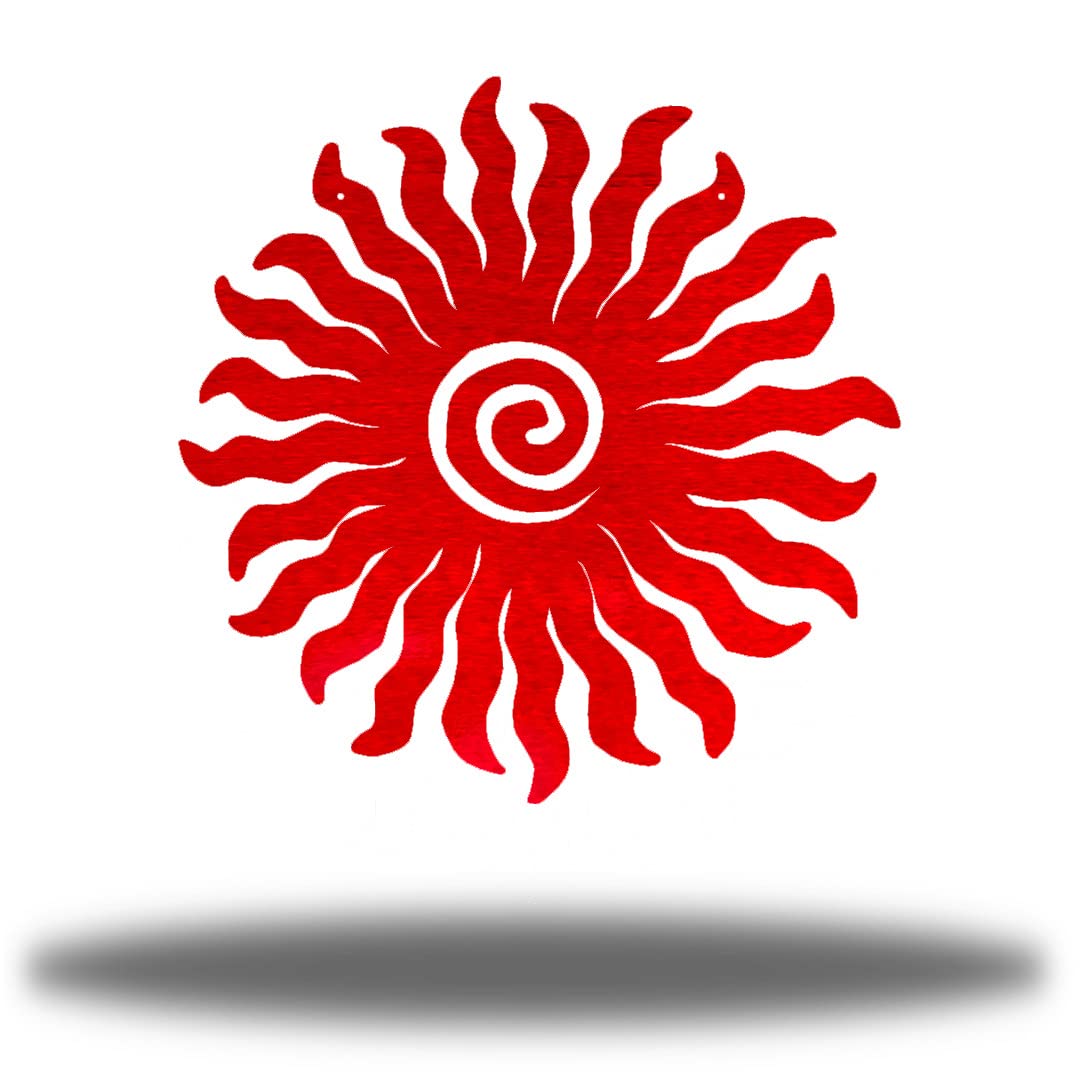 Sunburst Metal Wall Art - Heavy-Duty Steel Outdoor Decor - Waterproof & Rustproof - Made in USA - 36 Inch Red Wall Hanging - Perfect for Patio, Garden, Living Room & Office Decor