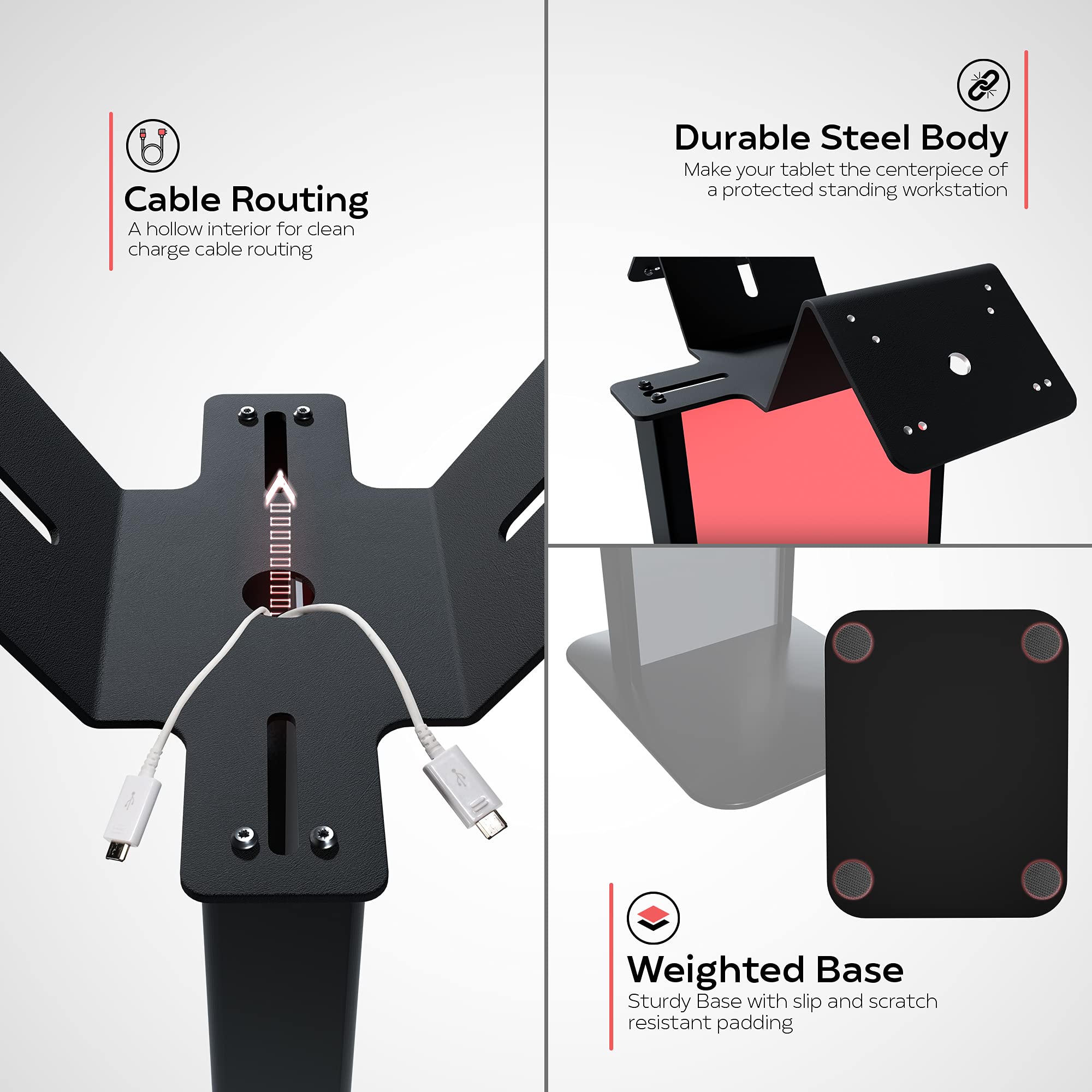 Premium Dual Locking Tablet Stand - Adjustable Kiosk with Custom Branding Slot for iPad 11 (A16), Pro 11