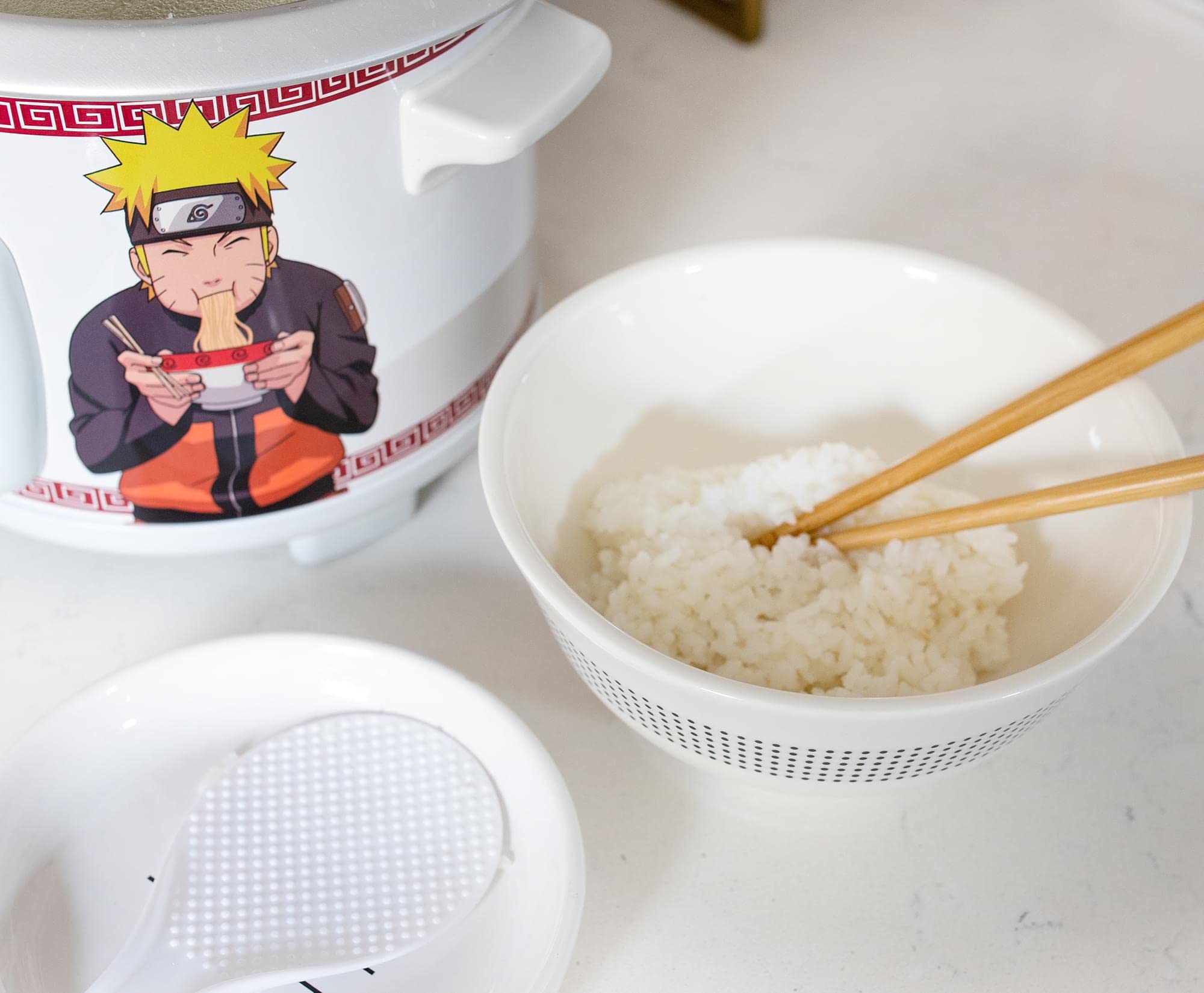 Naruto Shippuden Ichiraku Ramen Automatic Rice Cooker & Warmer | 24oz Multi-Functional Food Steamer for White Rice, Brown Rice & Quinoa | Perfect Anime Manga Gift & Collectible for Fans | Ideal for Home, Office & Dorm Use