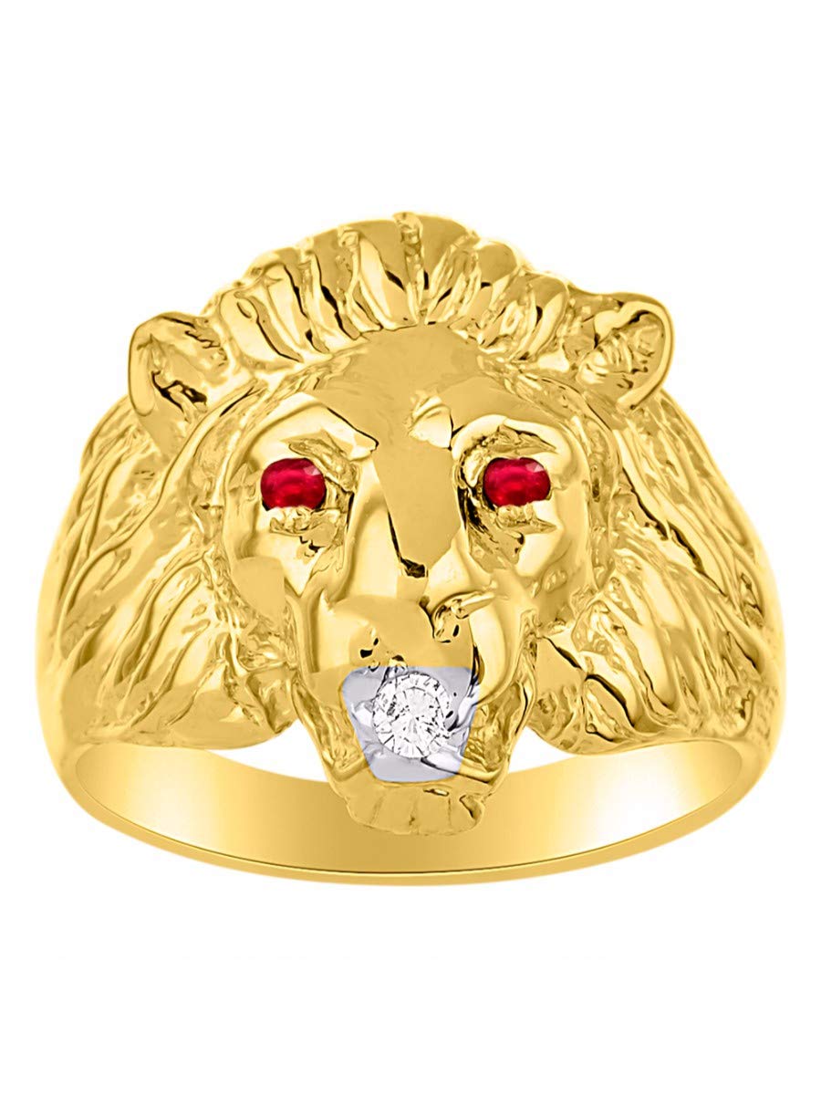 RYLOS Men's Lion Head Ring - 18K Yellow Gold Plated Sterling Silver Band, Stylish Jewelry for Men - Perfect for Gifts, Weddings, and Everyday Fashion Accessories