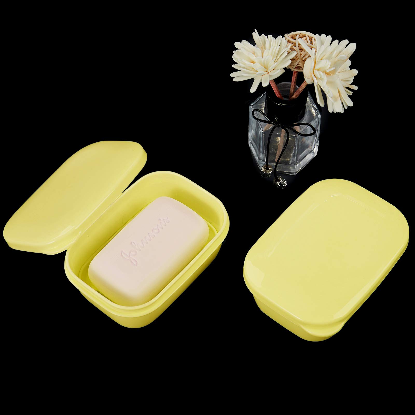 Quatish 2 Pack Travel Soap Container with Lid - Portable Leak Proof Soap Holder Case for Camping, Gym, Hiking & Bathroom Storage - Compact Bar Soap Box for Travel Accessories (Yellow)