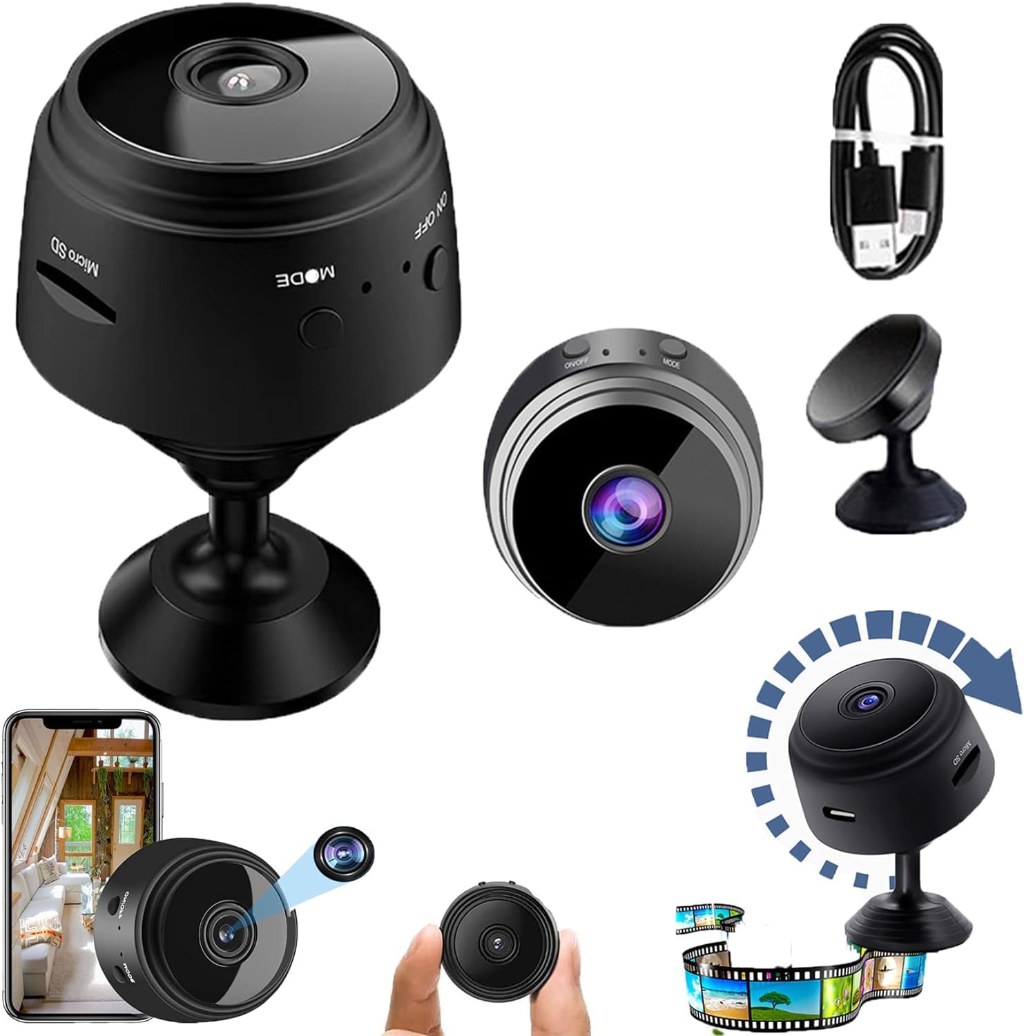 Niblido Camtrix Magnetic Mini Security Camera 1080p HD - Wireless WiFi Hidden Spy Camera for Home Indoor Surveillance, Baby Monitor, Pet Camera & Office Security (1PC)