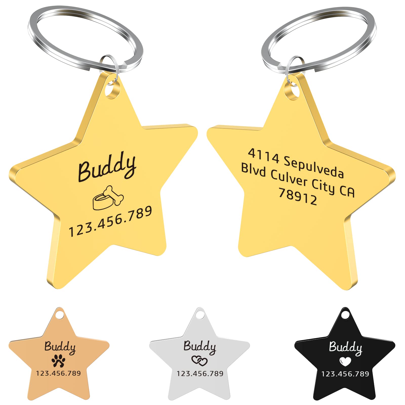 Personalized Engraved Dog Tags - Stainless Steel Custom Pet ID Tags for Dogs & Cats - Anti-Lost Name Tags with Double-Sided Paw Designs - Perfect for Daily Walks, Travel & Pet Safety