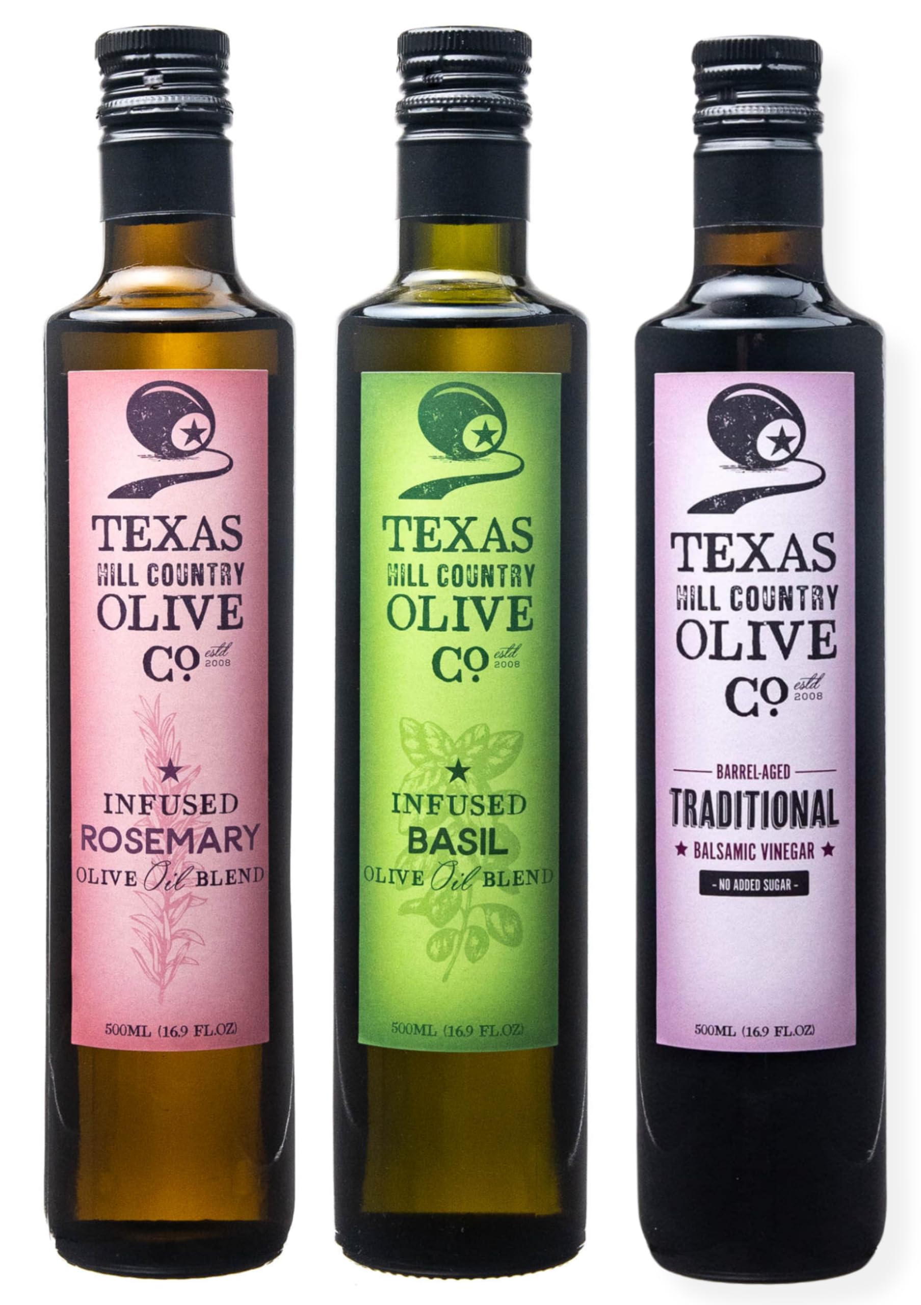 Premium Herb Infused Olive Oil & Balsamic Vinegar Gift Set - Rosemary & Basil Flavored Olive Oils (500ml Each) + Traditional Balsamic Vinegar (500ml) - Perfect for Cooking, Salad Dressing & Gourmet Gifts