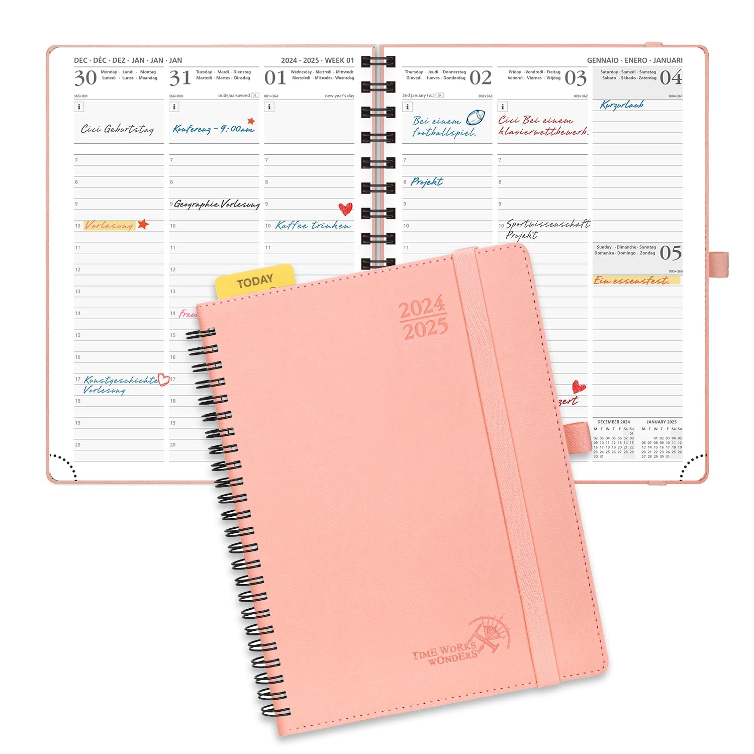 POPRUN 2024-2025 Weekly Planner - 17 Month Academic Diary (August 2024-December 2025) | 8.7