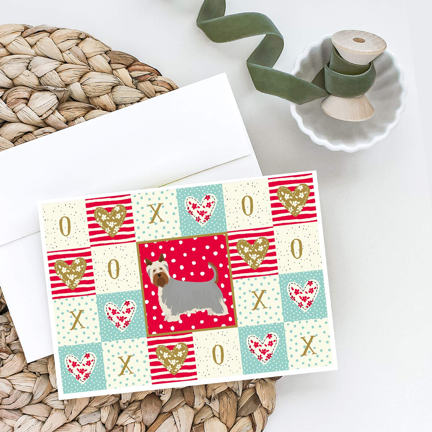 Australian Silky Terrier #2 Love Greeting Cards - Pack of 8 Red Blank A7 Note Cards (5x7) with Envelopes | Whimsical Dog-Themed Stationery for Birthdays, Thank You Notes & Special Occasions