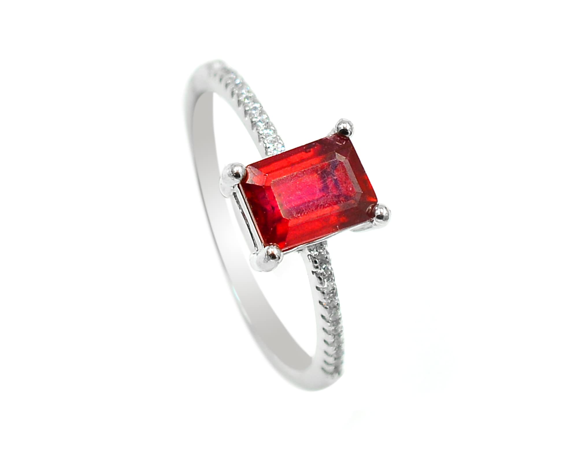 Natural Red Ruby Gemstone Jewelry Set - 925 Sterling Silver Ring, Earrings & Pendant for Women | July Birthstone, Wedding & Birthday Gift for Wife | Perfect for Anniversaries, Valentine's Day & Special Occasions