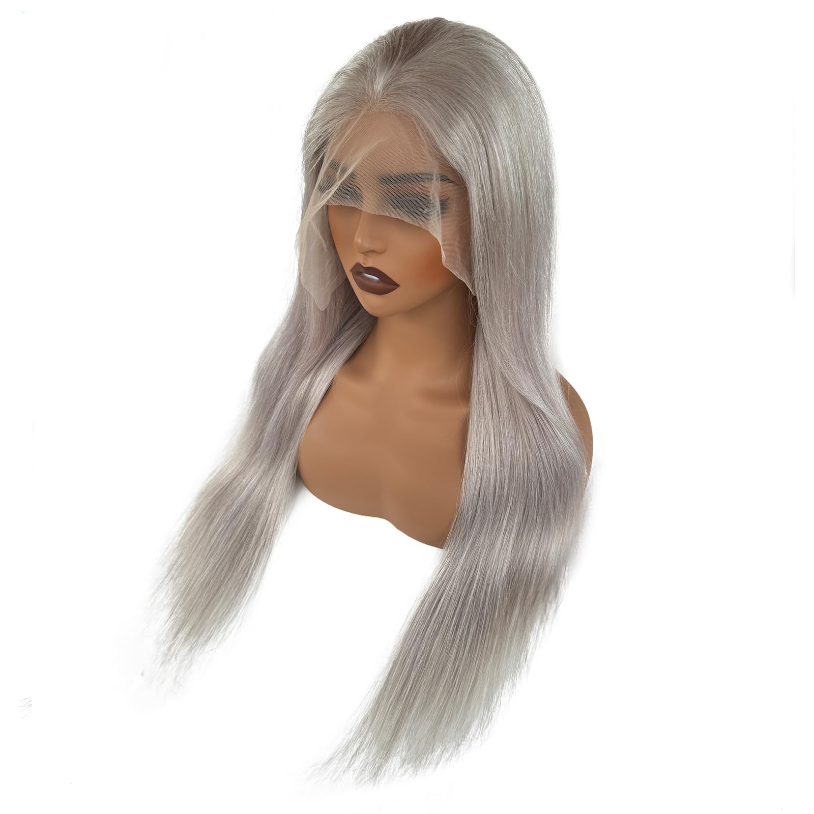 Smavida Silver Grey Lace Front Wigs Human Hair - Pre Plucked 13x4 HD Transparent Lace Frontal Wig with Baby Hair | Glueless Silver Straight Lace Wig for Black & White Women | 22 Inch | Perfect for Cosplay, Daily Wear & Special Occasions
