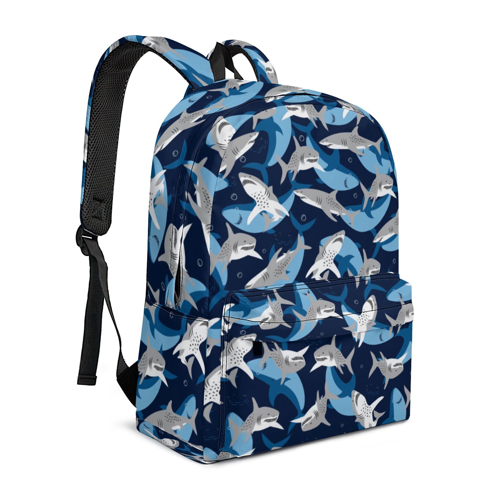**Cartoon Shark Backpack for Boys & Teens - High Capacity Laptop Bag with Front Pocket, Durable & Multifunctional School Backpack - Perfect for School, Travel & Outdoor Adventures**