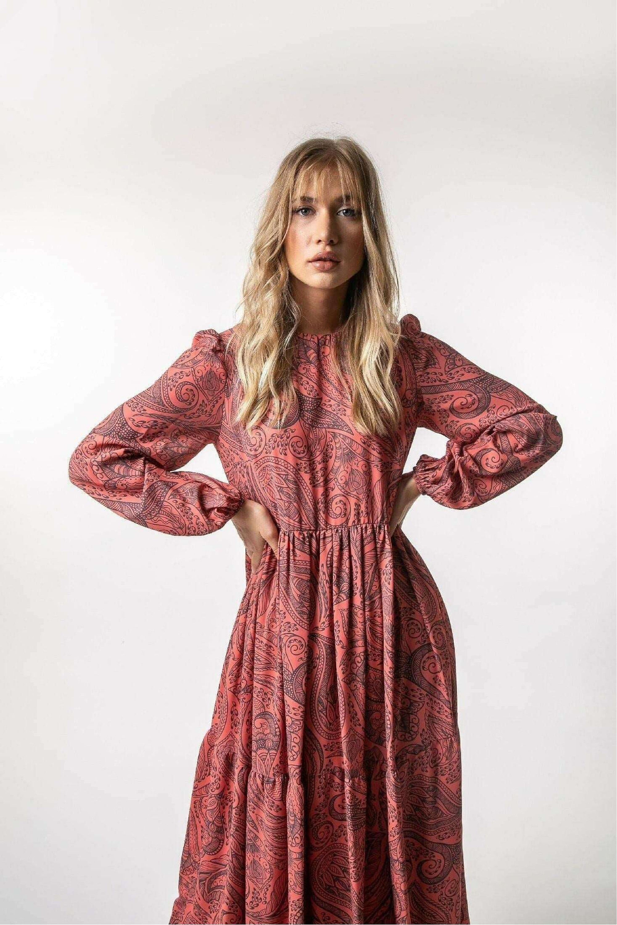 Eva Long Maxi Dress with Long Sleeves - Elegant Women's Flowy Evening Gown for Parties, Weddings & Special Occasions