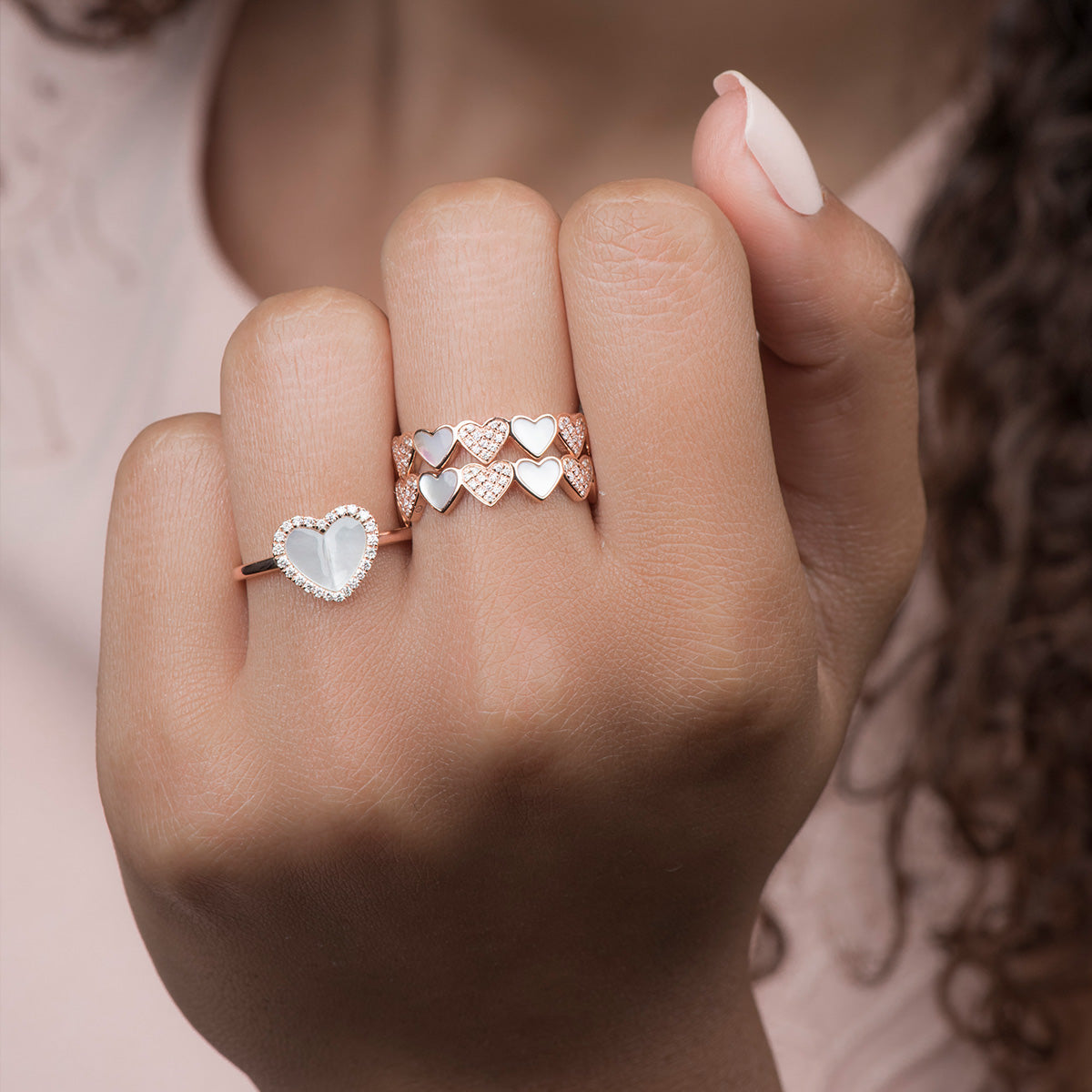 14K Rose Gold Mother of Pearl Heart Ring with Diamond Halo - Elegant Jewelry for Valentine's Day, Anniversary & Romantic Gifts
