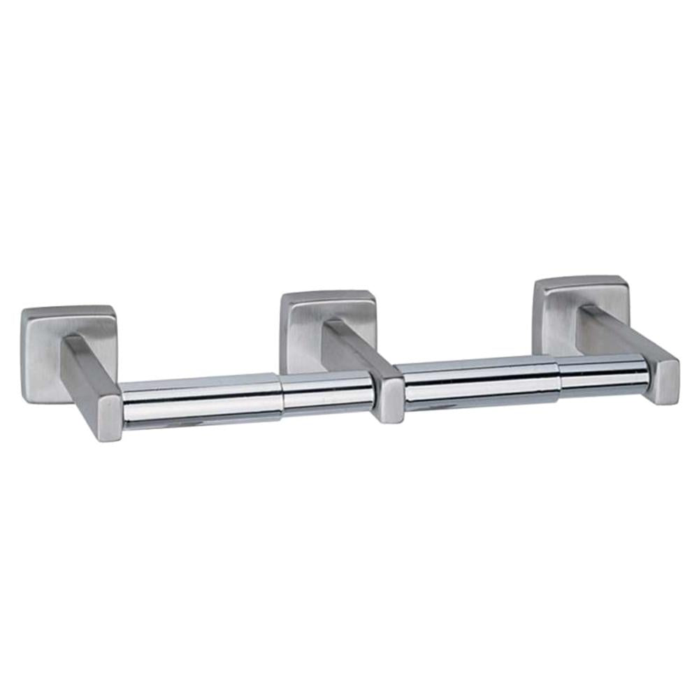 Bobrick B686 Dual Roll Surface Mounted Toilet Paper Dispenser - Heavy Duty Commercial Bathroom Tissue Holder for Restrooms, Offices, and Public Spaces