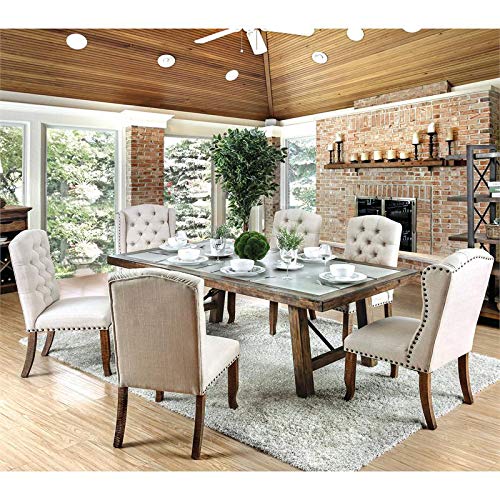 Liston Fabric Tufted Dining Chairs in Ivory - Set of 2 | Modern Upholstered Kitchen Chairs for Dining Room & Breakfast Nook | Comfortable & Stylish Seating for Home & Restaurant