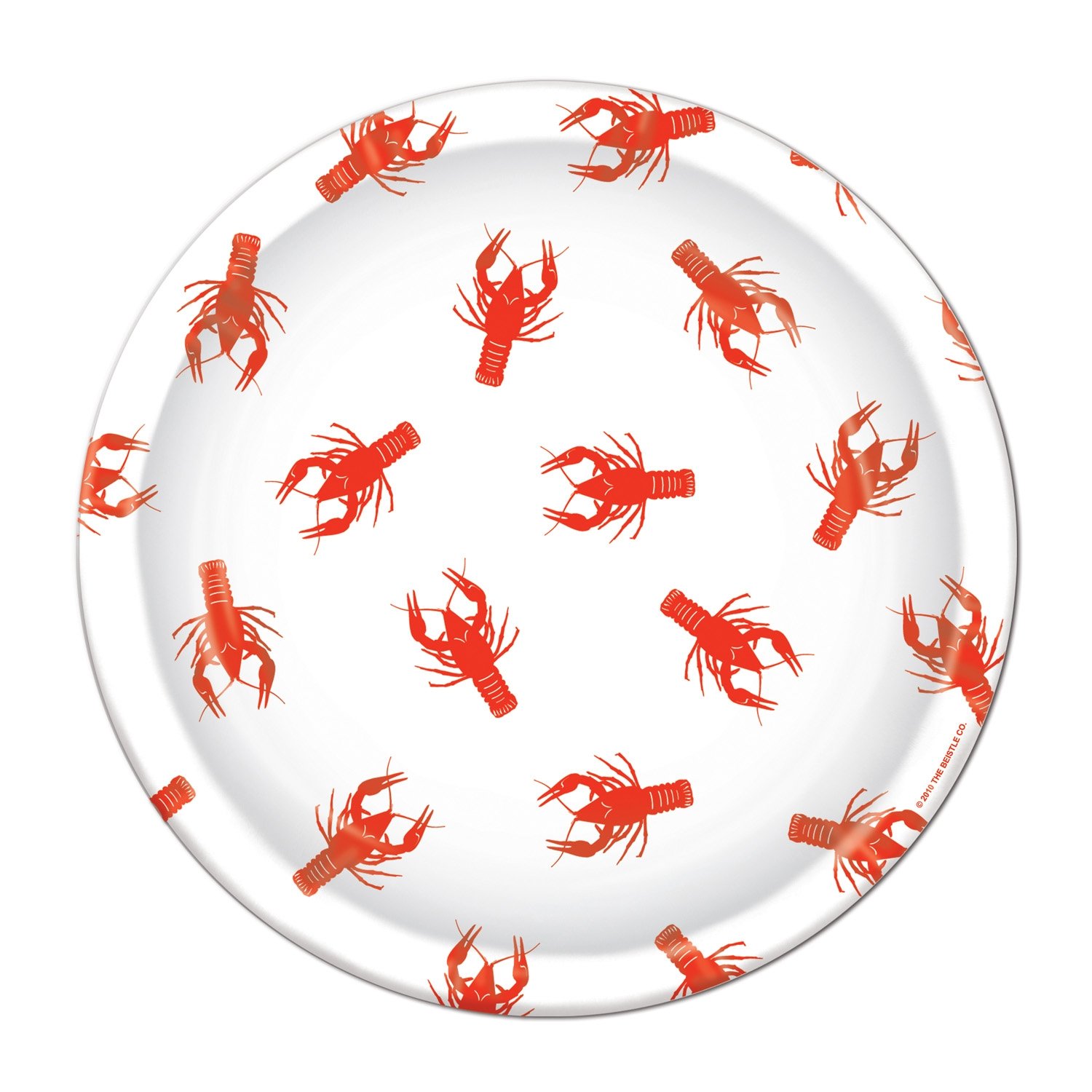 Premium Crawfish Plates (8-Pack) - Vibrant Red & White Design for Seafood Boils, BBQs, and Outdoor Dining Parties