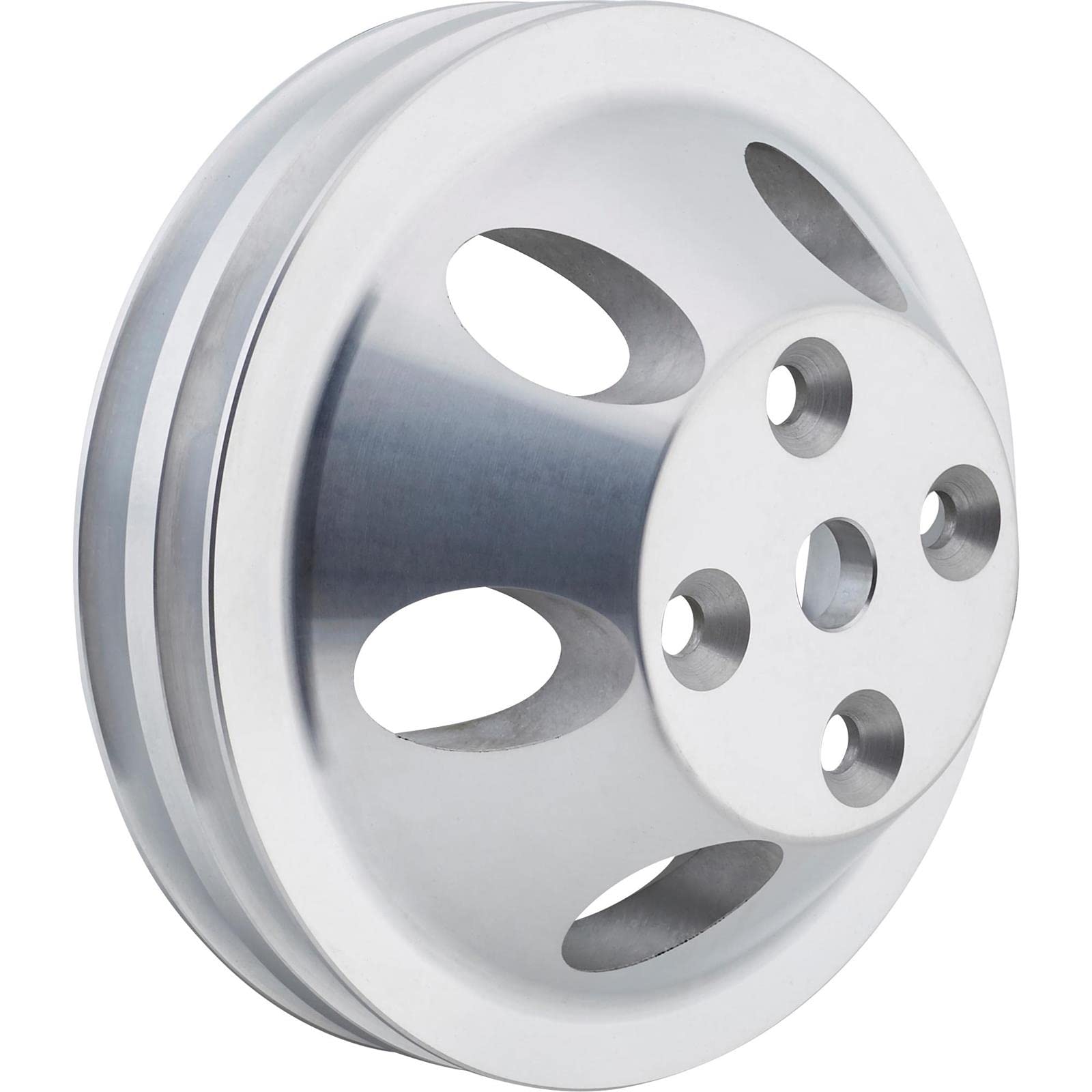 High Performance SBC Cast Aluminum Pulley Set for '69-'85 Small Block Chevy - 2-Groove Water Pump & 3-Groove Crankshaft, Lightweight Precision Machined, Long Pump Style - Perfect for Classic Car Restoration & Hot Rod Engine Upgrades