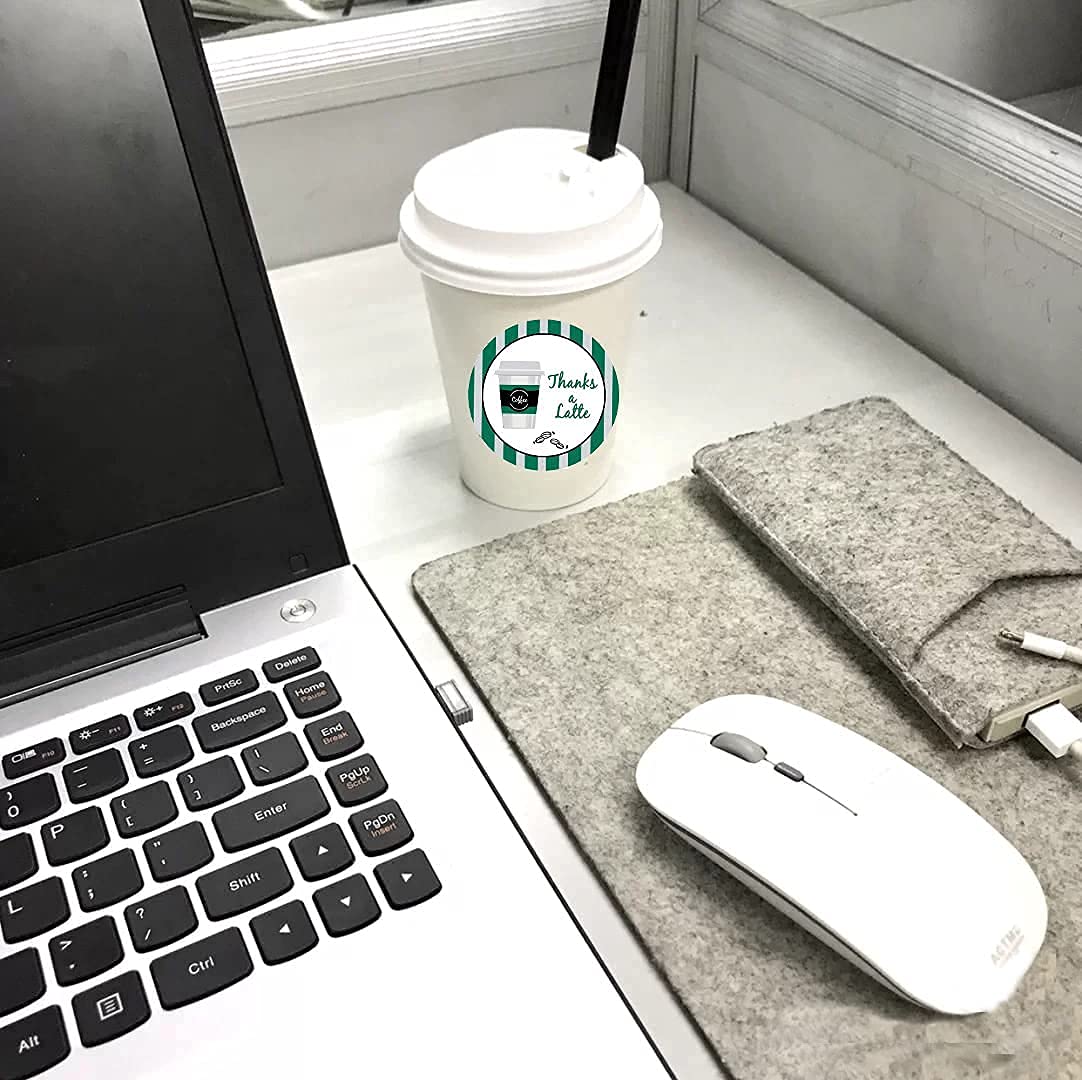 Thanks A Latte Stickers 1.5 Inch - 500 Pcs Customer Appreciation Labels for Favors Bags, Envelope Seals & Goodie Bags - Perfect for Small Business & Cafe Use - Ideal for Thank You Gifts, Coffee Shop Rewards & Party Favors