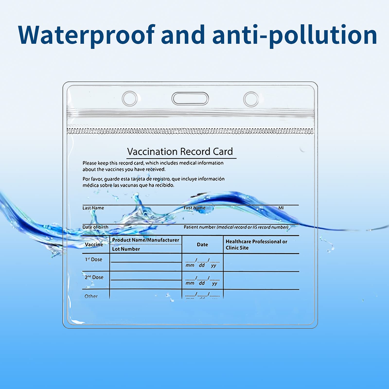 Vaccination Card Protector - 6 Pack, Waterproof & Resealable for Travel & Events