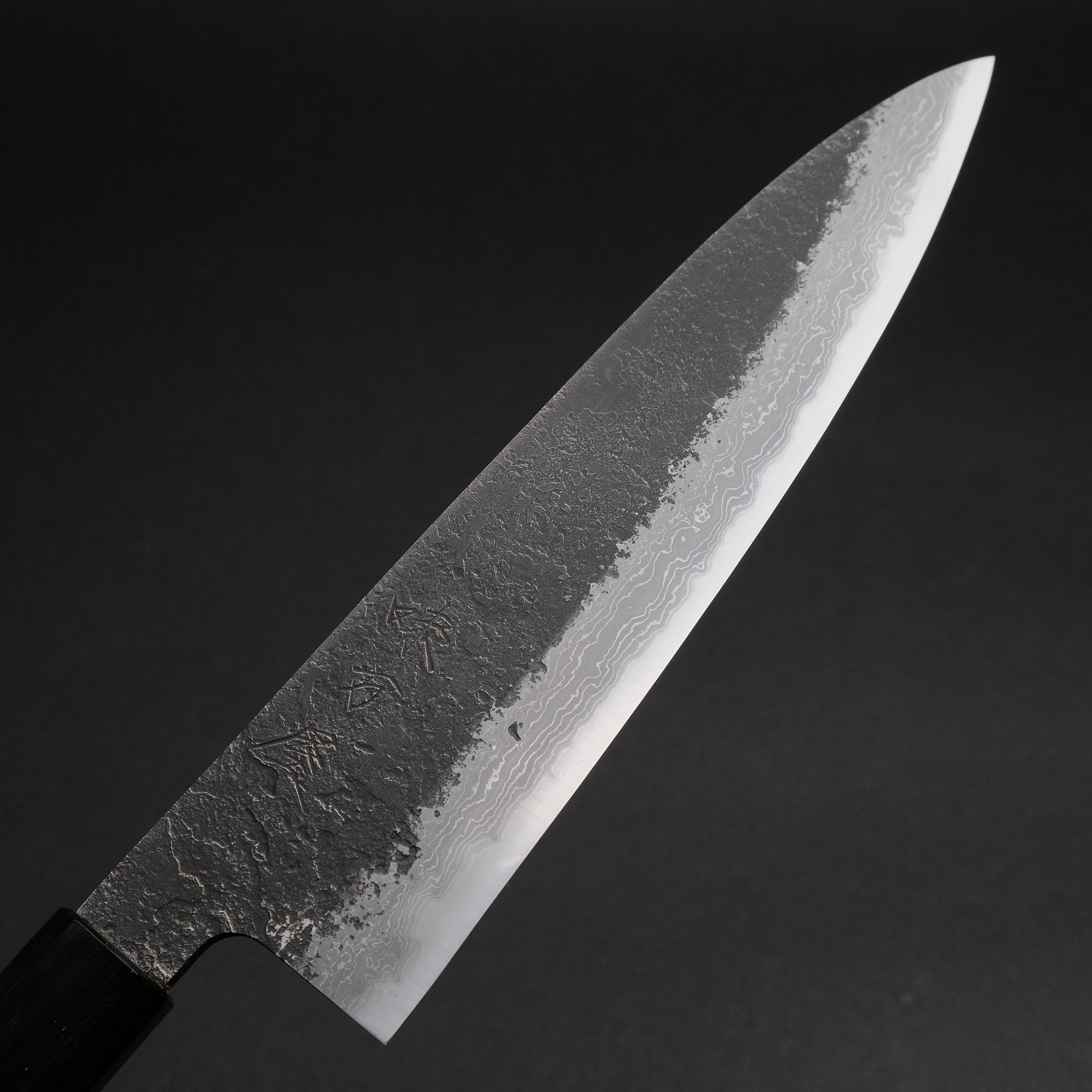 Ajikataya White #2 Nashiji Damascus Gyuto 210mm Japanese Chef Knife with Olive Wood & Buffalo Horn Handle - Perfect for Sushi, Meat Slicing, and Professional Kitchen Use