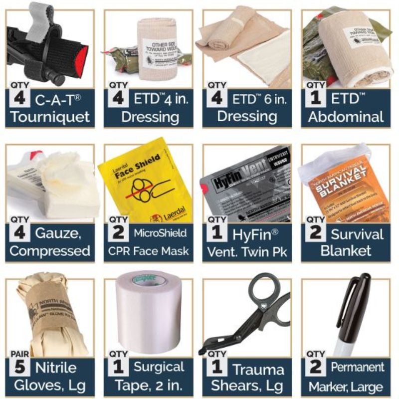 North American Rescue SRO Crisis Response Kit - Emergency First Aid Kit for Schools & Public Safety (Trauma Supplies, Bleeding Control, Tactical Medical Gear) - Ideal for Active Shooter Preparedness & Workplace Safety Scenarios