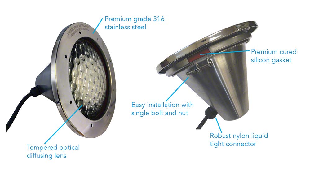 J&J Electronics 400W White Incandescent Pool Light with 50ft Cord - 120V Underwater Lighting for Swimming Pools, Spas & Fountains - Perfect for Nighttime Pool Parties & Backyard Decor