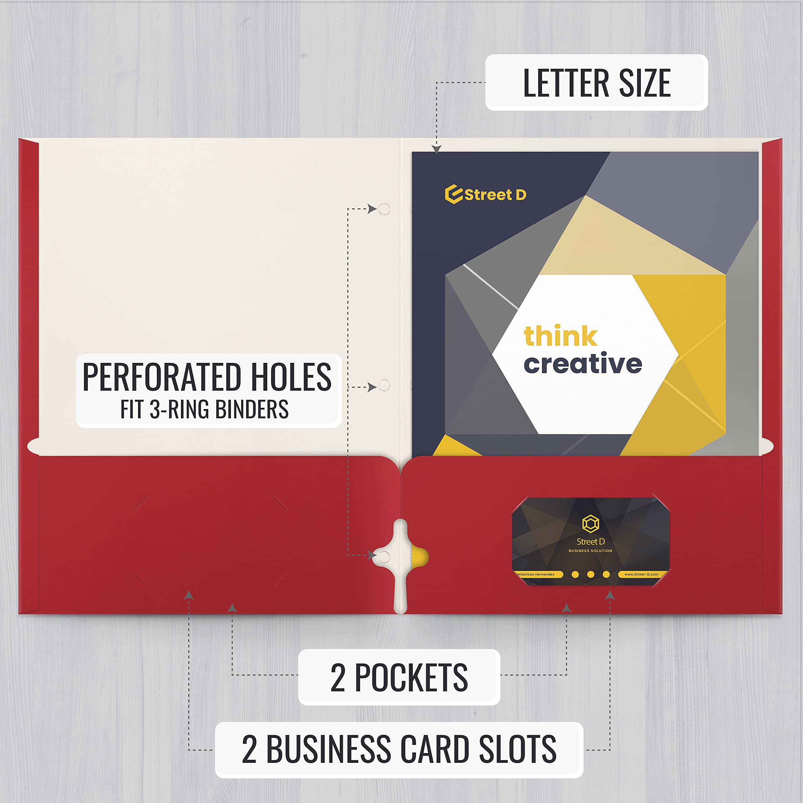 Better Office Products Two Pocket Portfolio Folders - 50-Pack Red Letter Size Paper Folders for School, Office & Business Organization - Heavy Duty Document Holders for Reports, Presentations & Files