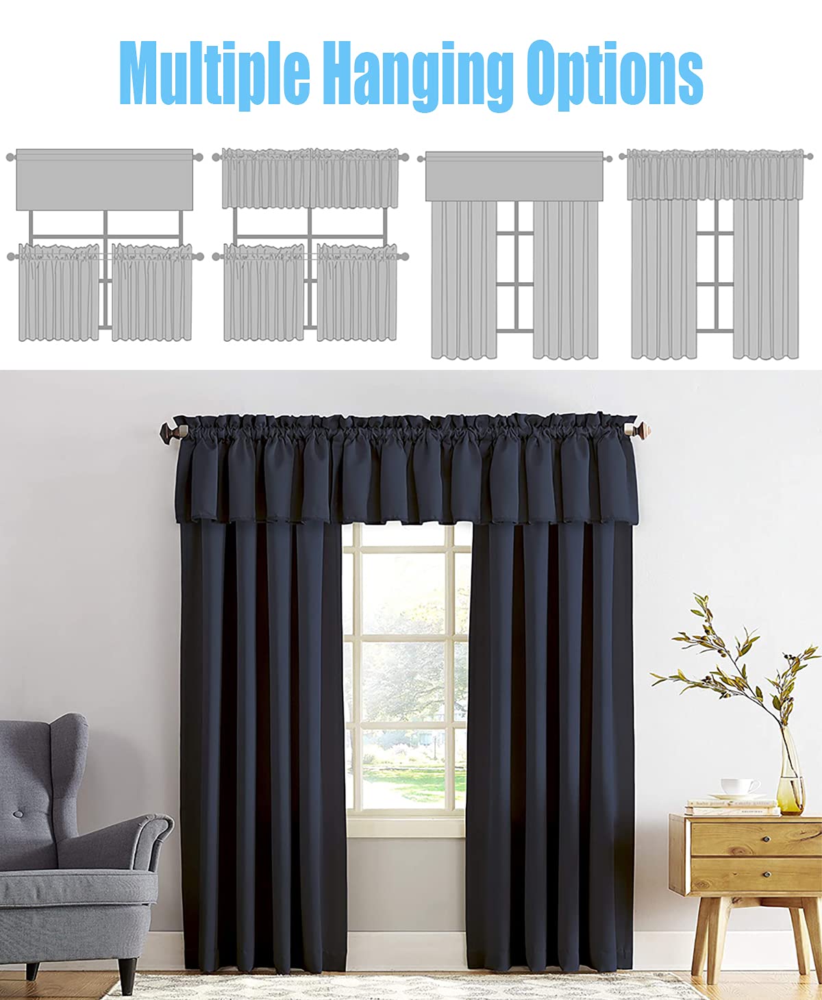 2 Panels Blackout Valance Curtains - 52