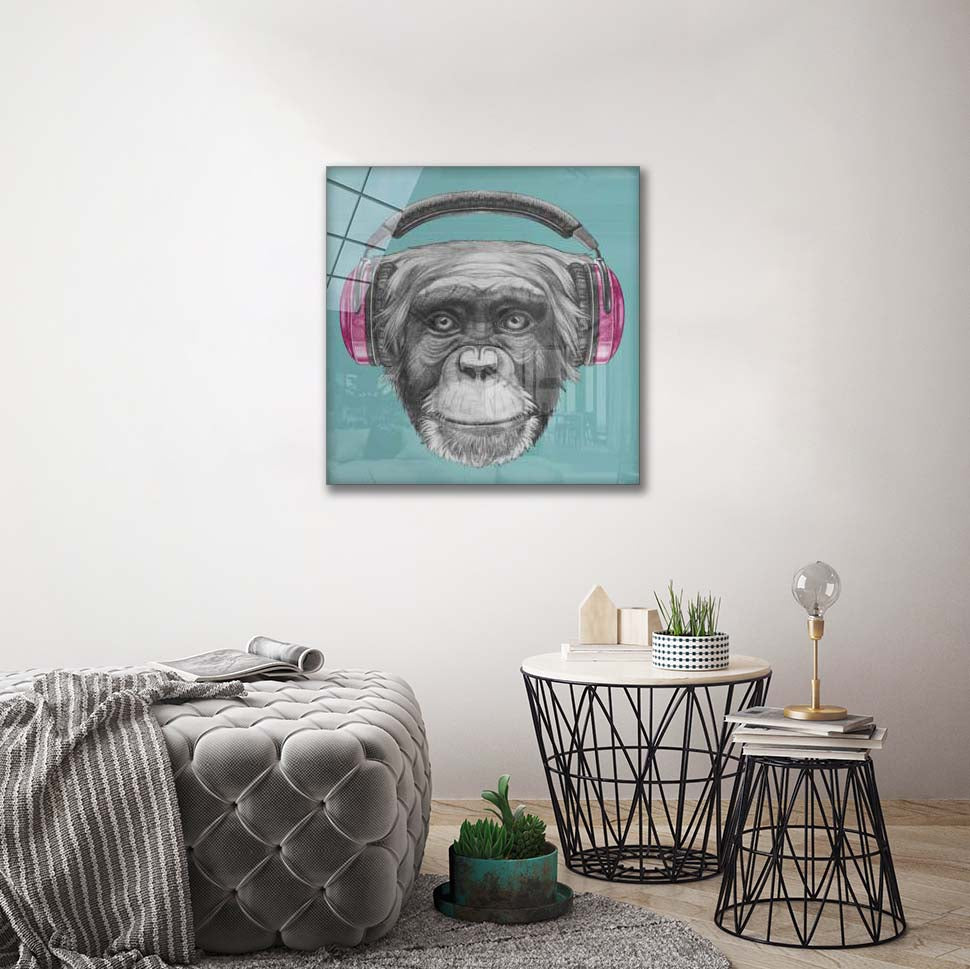 Funny Monkey with Headphones - Cute Plush Animal Toy for Kids & Adults - Perfect for Gifts, Room Decor, and Stress Relief