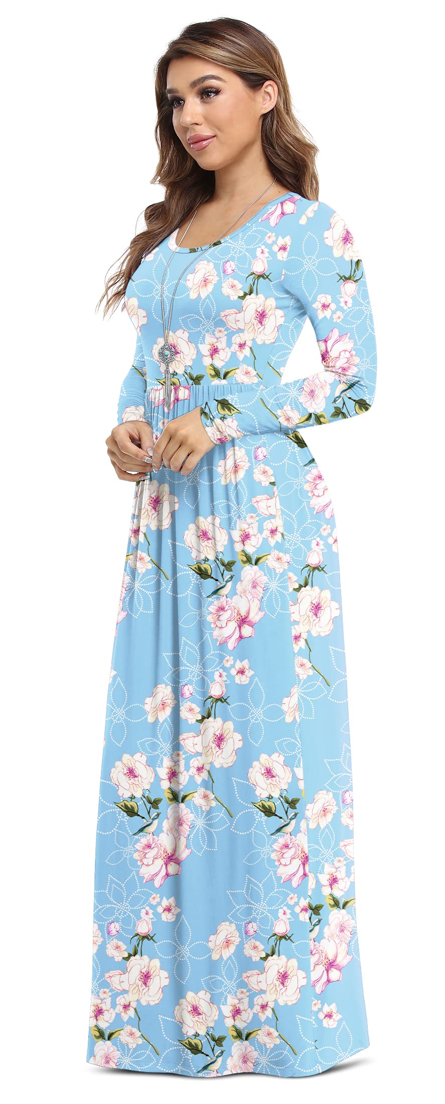VIISHOW Women's Long Sleeve Maxi Dress - Loose Fit Casual Plain Long Dress with Pockets | Perfect for Everyday Wear, Beach Cover Up, and Vacation Outfits
