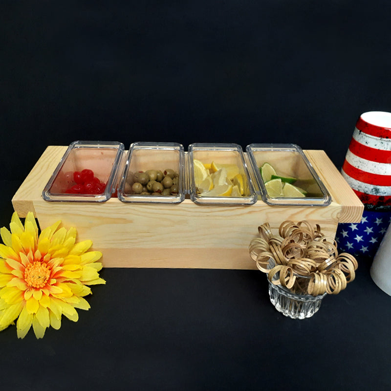 BarConic® Wood Condiment Holder - 3 Size Options for Spices, Sauces & Seasonings | Perfect for Kitchen Countertop, Dining Table & Outdoor BBQ Party
