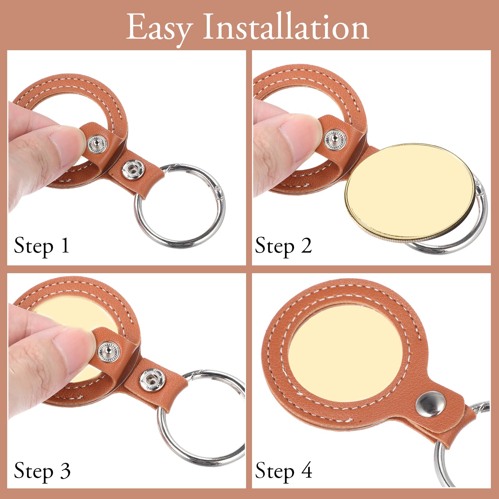 2 Pack PU Leather Coin Holder Keychain - Waterproof AA Sobriety Coin Pouch for 34mm Tokens & Medallions - Perfect for Recovery Meetings, Travel & Collectible Storage (Black, Brown)