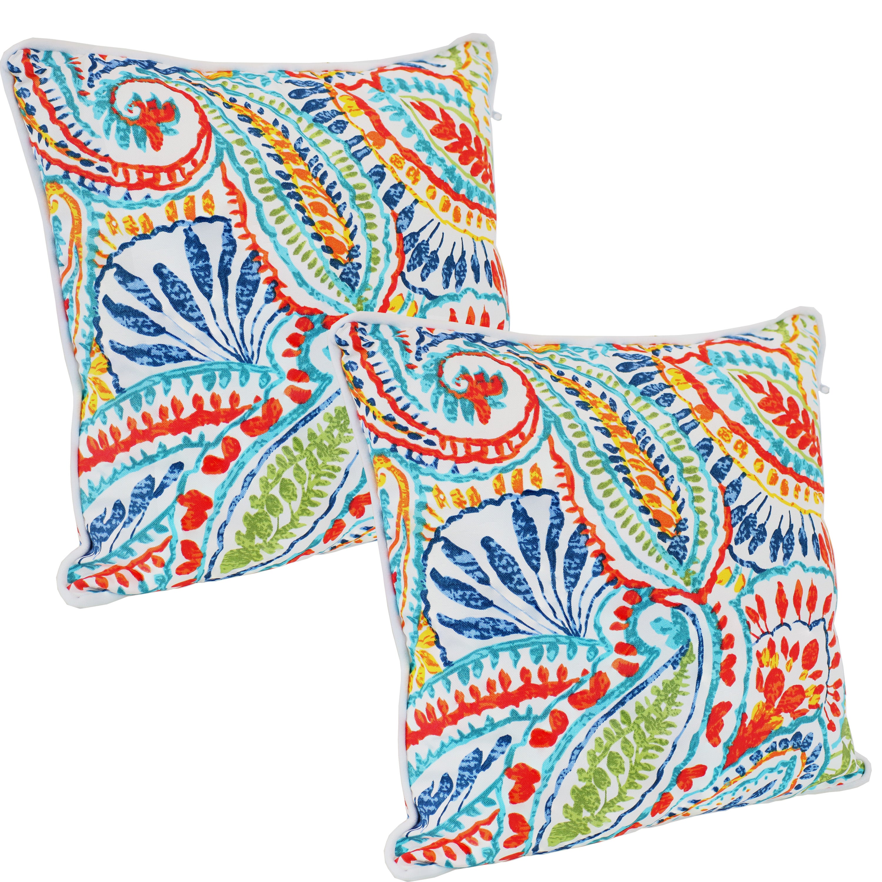 Stylish Sunnydaze Polyester Outdoor Decorative Throw Pillows Set of 2 - Waterproof & UV Resistant for Patio, Garden, Poolside & Porch Decor