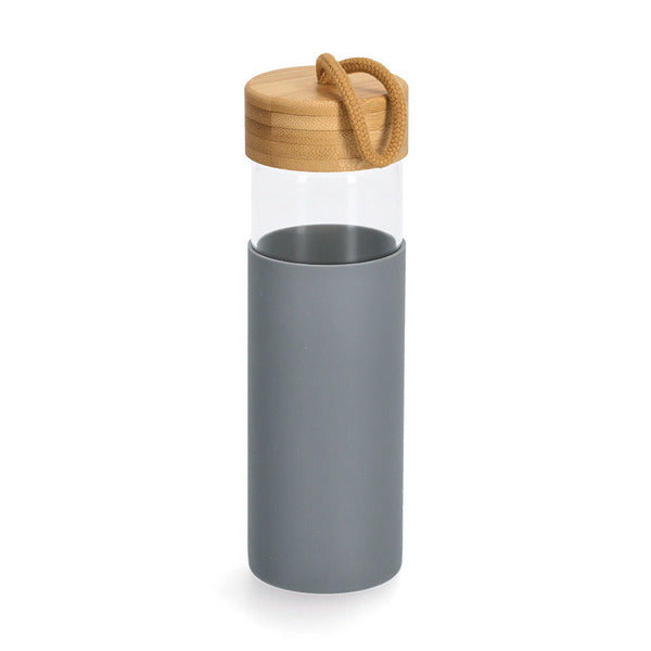 Eco-Friendly 500ml Glass Bottle with Bamboo Lid & Silicone Sleeve - Leak Proof, BPA Free Water Bottle for Gym, Office, Hiking & Travel - Multiple Colors Available