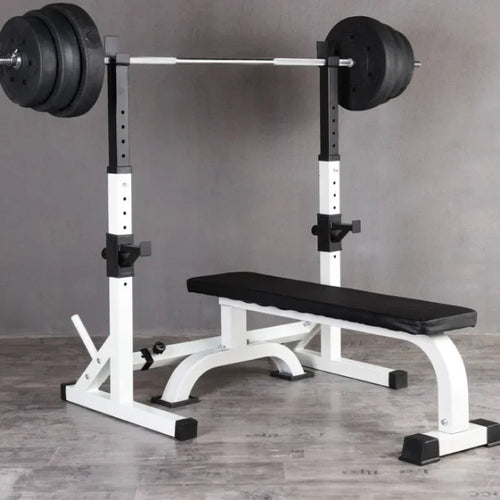 Heavy Duty One Piece Barbell Squat Rack Stand - Steel Weight Lifting Equipment for Home Gym & CrossFit Training - Perfect for Powerlifting, Strength Training & Fitness Workouts
