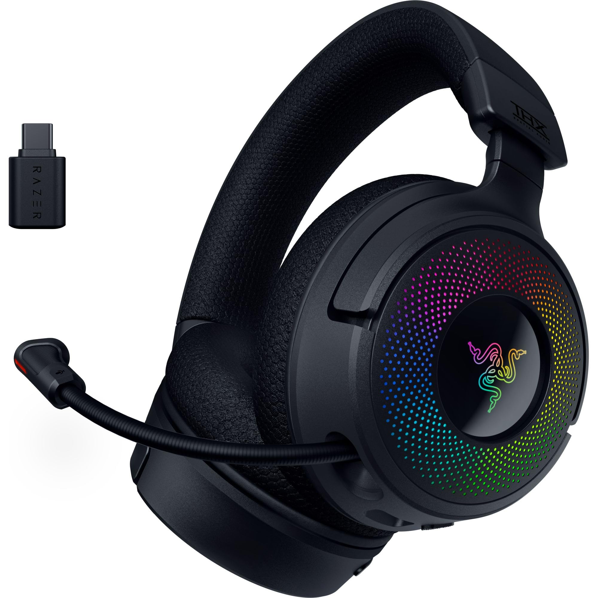 Razer Kraken V4 Wireless Gaming Headset with 2.4GHz & Bluetooth - 40mm Drivers, Super Wideband Mic, 9-Zone RGB Lighting - Compatible with PC, Mac, PS5, Switch, Steam Deck & Smartphones - Perfect for Gaming, Streaming & Online Meetings (Black)