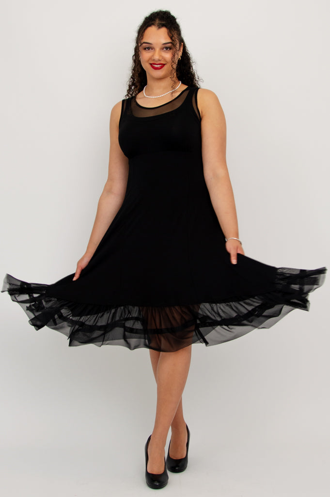 Danube Dress - Black Bamboo Fabric Women's Summer Dress for Casual Wear, Beach Outings, and Date Nights
