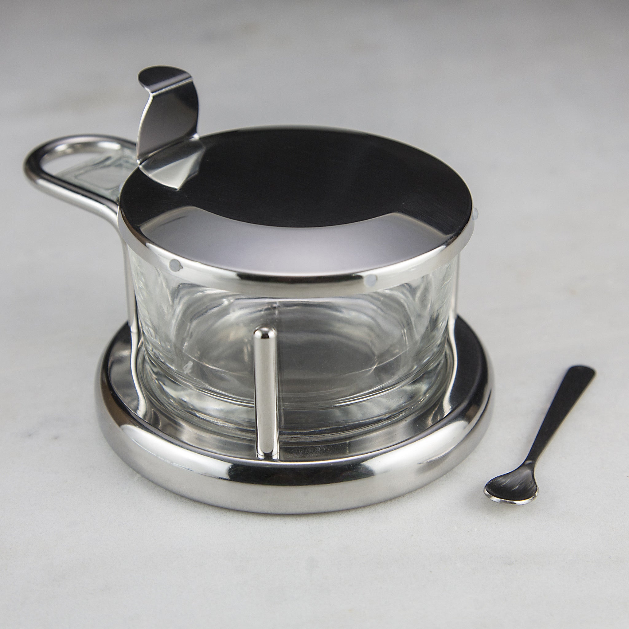 Premium Stainless Steel & Glass Salt Cellar with Lid - Airtight Spice Container for Kitchen Countertop, Dining Table & Cooking - Perfect for Salt, Pepper & Seasonings