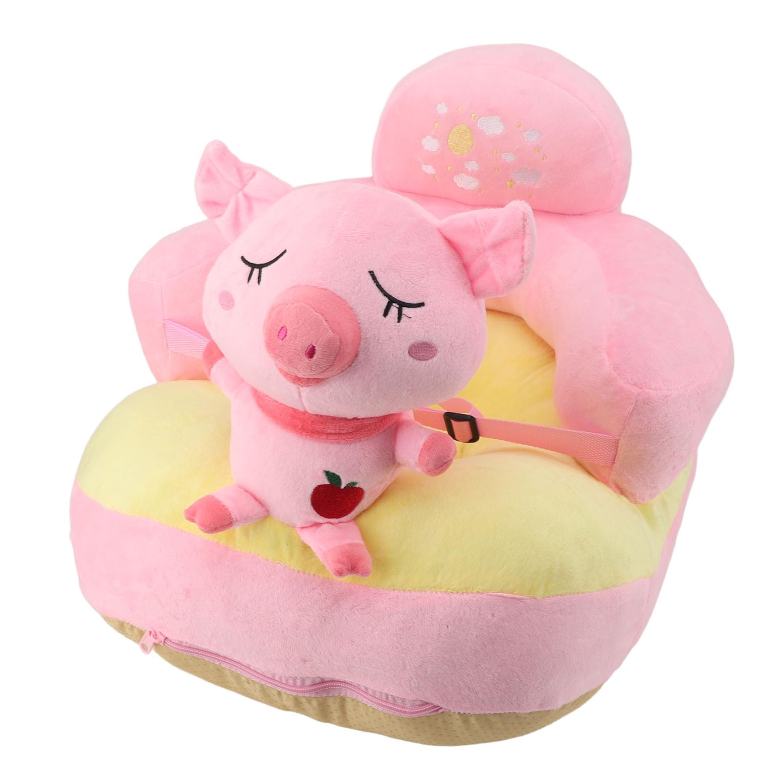 **Soft Plush Baby Support Sofa - Cute Roseate Pig Design for Learning to Sit, Home Nursery & Playtime Comfort**