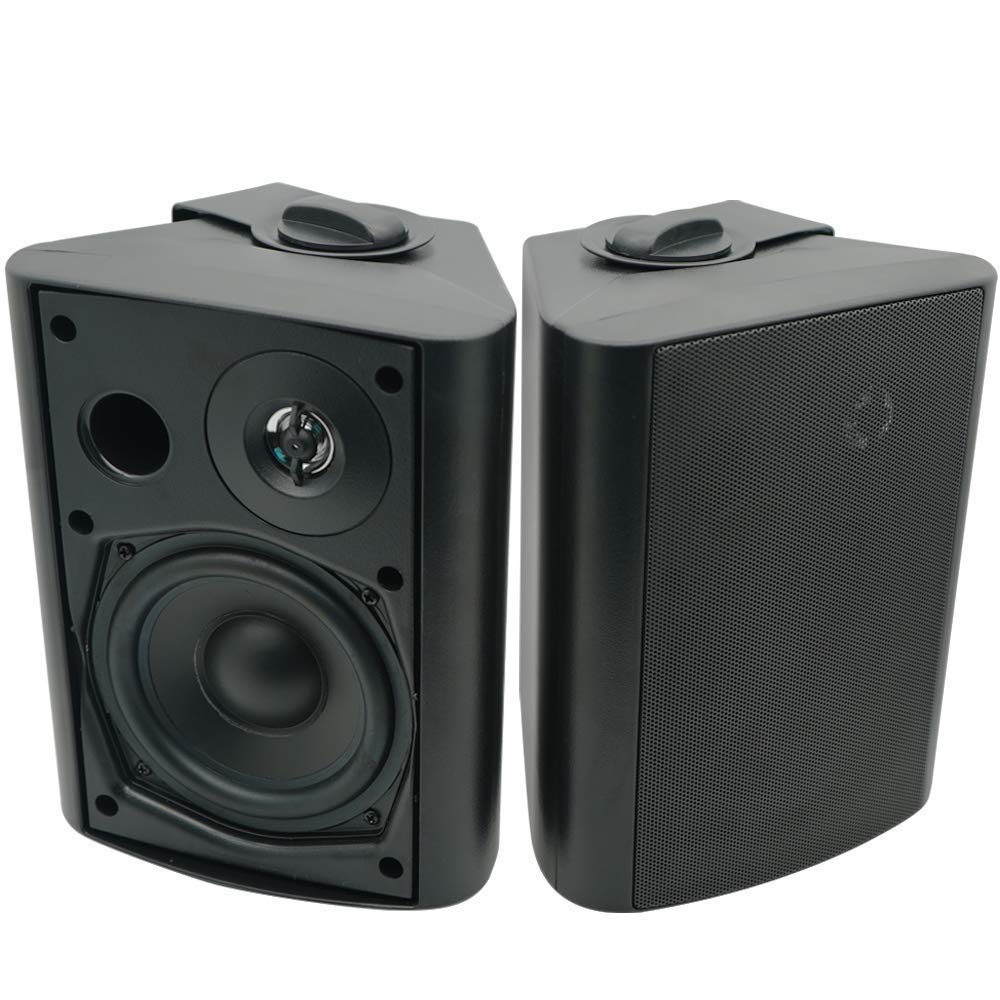 Herdio 5.25 Inch Indoor Outdoor Bluetooth Speaker - 300W Waterproof Wall Mountable Wireless/Wired Speaker System for Patio, Pool, Garden, Backyard (Black) | Perfect for Parties, BBQs & Outdoor Entertainment