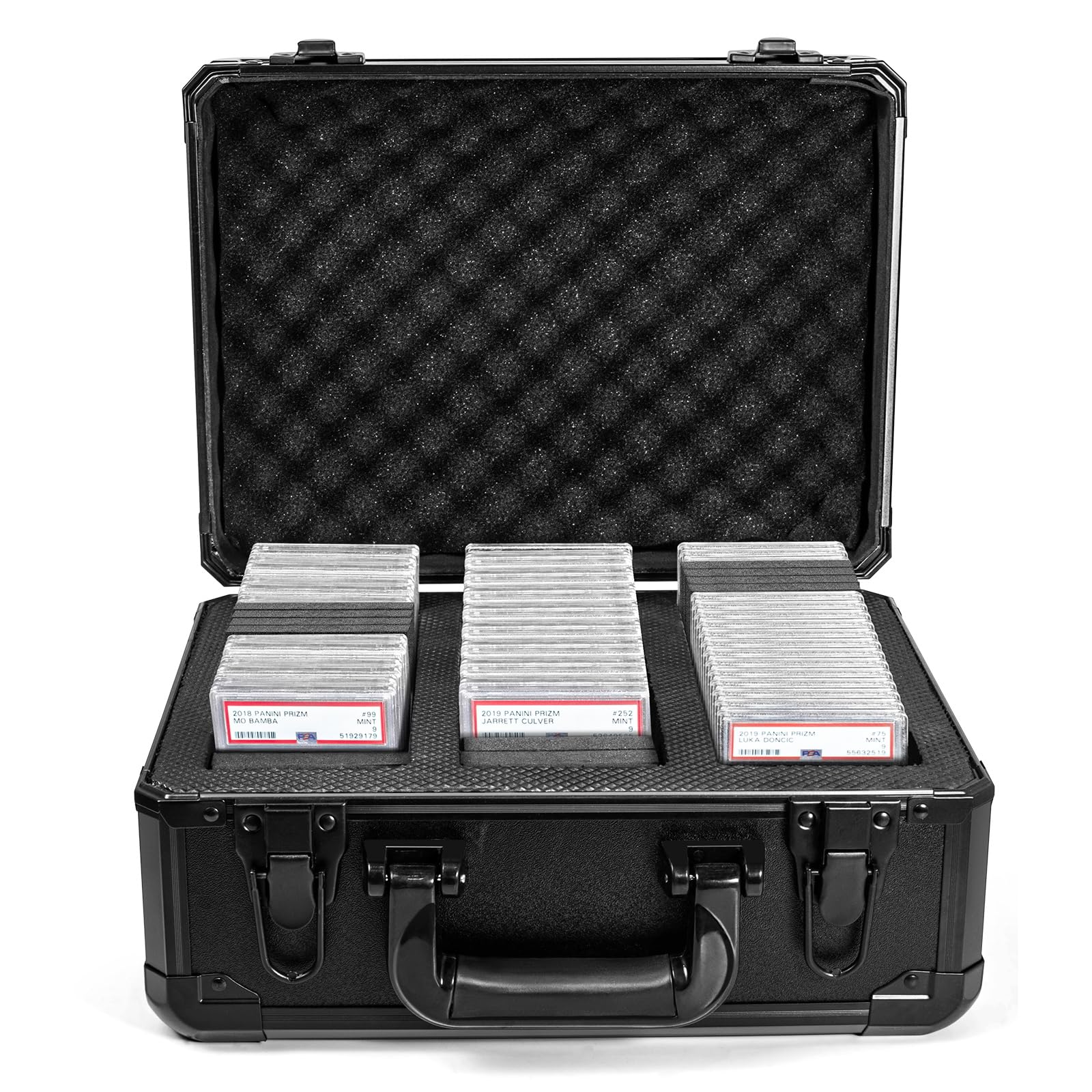 CollectHall Graded Card Storage Box - Aluminum Trading Card Display Case for PSA/BGS Slabs, Sports Card Protector with Secure Lock (Black) - Perfect for Collectors, Card Shows & Home Display