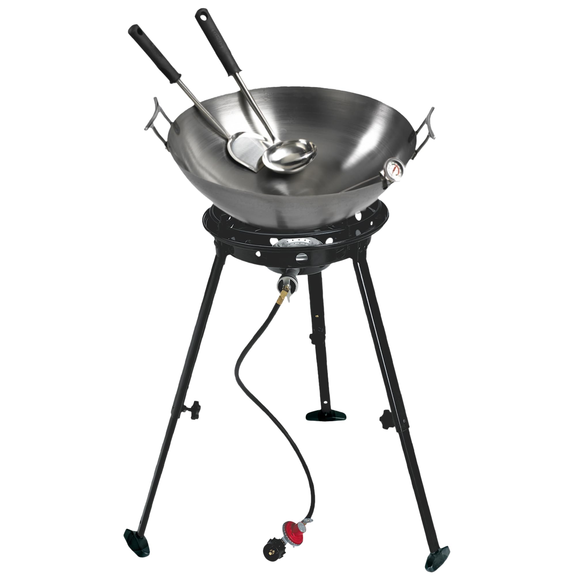 Eastman Outdoors 37212 22-Inch Carbon Steel Wok Kit - Black & Steel - Professional Outdoor Cooking Wok for Stir Fry, Deep Frying & Camping Meals