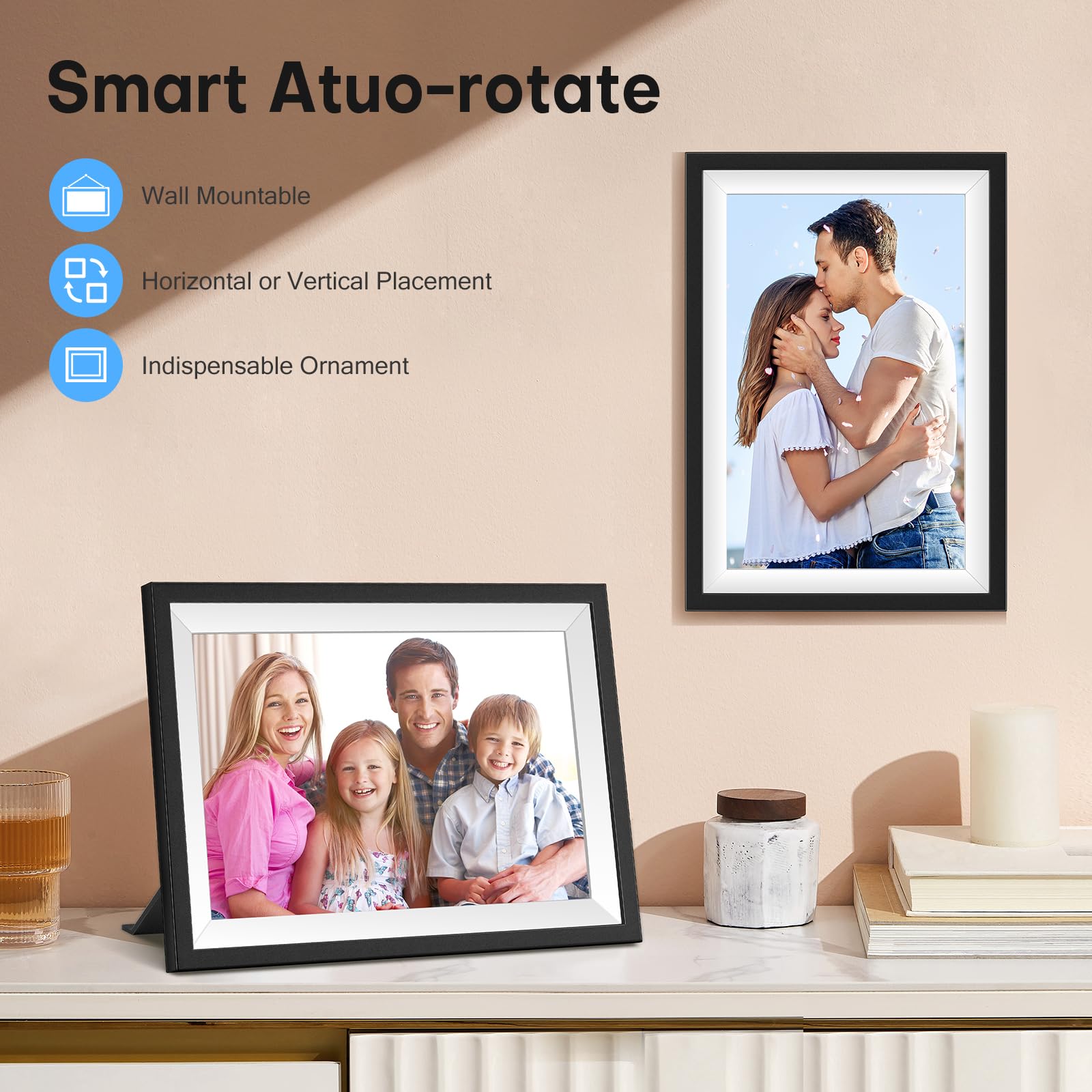 10.1 Inch WiFi Digital Picture Frame with 64GB Storage - Smart Cloud Electronic Photo Frame for Easy Photo Sharing via Frameo App | Perfect for Home Decor, Family Memories & Gift Giving